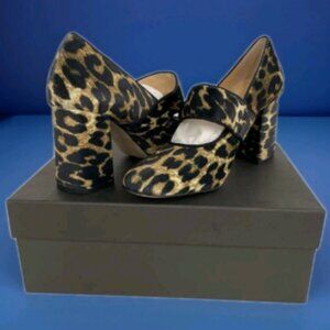 TUCKERNUCK Leopard Print Velvet Ellie Block Maryjane Heels Pumps Sz 7 LAST ONE!